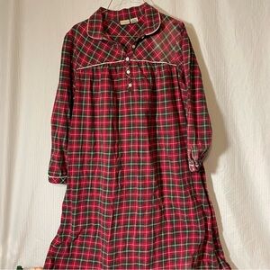 LL Bean Plaid Long Sleeve flannel nightgown